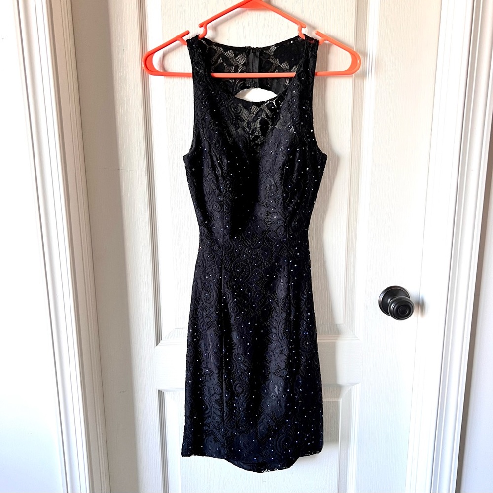 CLARISSE Rhinestone Embellished Open Back Formal Mini Dress—SZ. 00